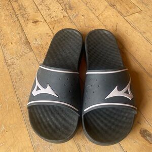 Mizuno Black Slide Sandals with Logo
